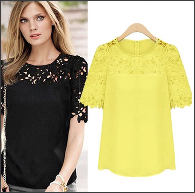 M- 5XL 2015 Summer New Women Hollow Out Lace stitc...