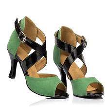 Customized Heels Women’s Dance Shoes Latin Satin Thin Heels Green