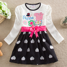 Girls dress two color 2-6T cartoon characters children’s clothes autumn pepa baby girl casual fashion hot sellin baby frocks