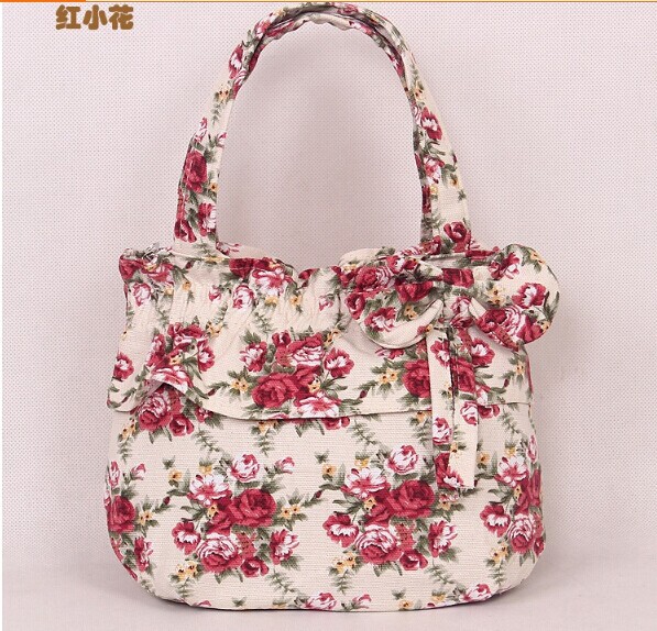 Korean version of the printed canvas bag casual handbag wholesale cute sweet lady handbags