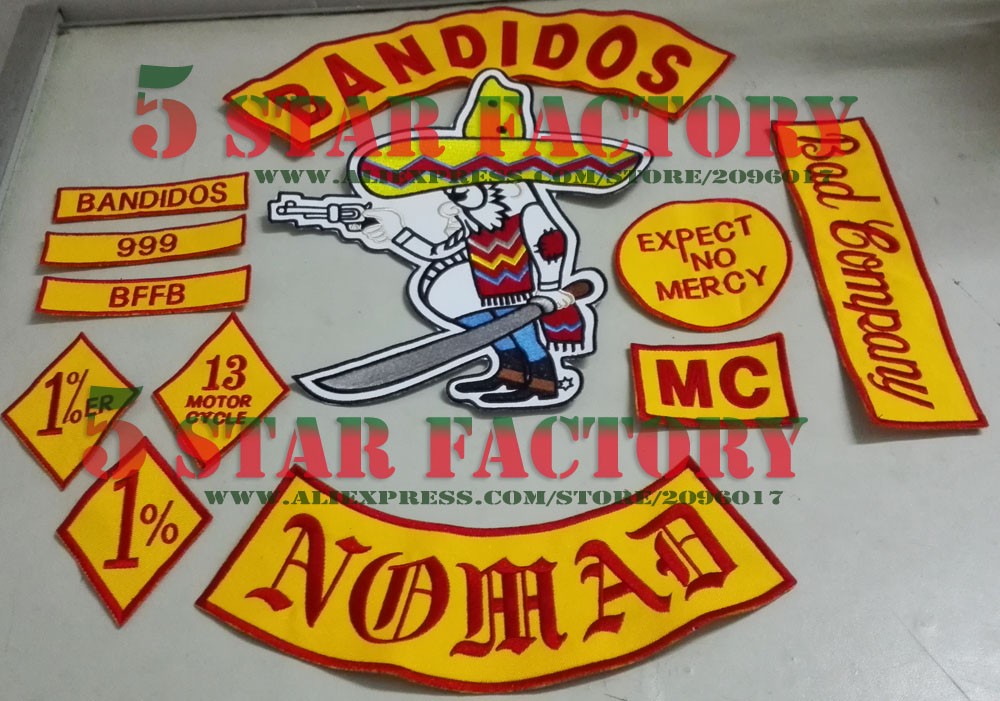 12pcs/set BANDIDOS NOMADS MC PATCHES FOR THE JACKET VEST MOTORCYCLE