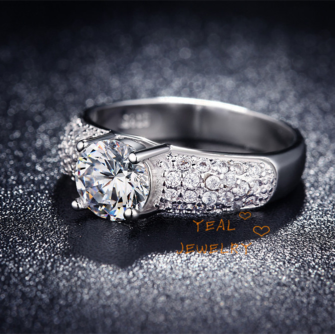 Wedding Rings For Women 925 Sterling Silver Jewelry Fashion CZ Diamond Ring Wholesale Elegant Bijoux Size
