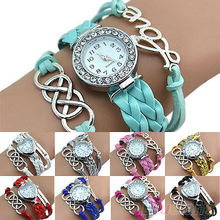 Para mujer todo fósforo doble ocho encanto del amor reloj pulsera de la muñeca