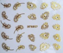 3D gold water transfer nail art stickers cat butterfly zip love design beauty nail art decorations