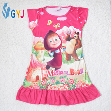 Masha and bear clothing pajamas dress Masha and the Bear girls nightgown sleepwear girls nightgown nightdress kids nightgown