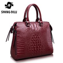 2016 Hot Sales Classic Women’s Crocodile Pattern Handbags Elegant 100% Genuine Leather Aligator Ladies Bags Fashion Brand Bag