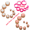 2pair Wood Flower Ear Piercing Tunnels Plugs Free 1pair Silicone Ear Skin Pierces Expansions Charm Earring