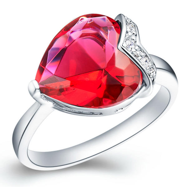 Retro Ruby Amethyst CZ Diamond Heart Designer Rings for Women Crystal Charm Wedding Band Ring Fashion