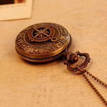 Ancient Rome Compass Pattern Quartz Analog Vintage Antique Map Pocket Watches Clock Mens Hot Gift 78cm