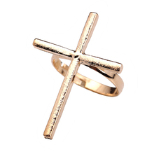 Free shipping European and American fashion Elegant Personalized Charm Gold-plated Cross ring jewelry for women 2014 PD22