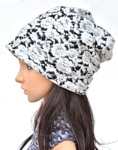 Free shipping 2014 Fashion Autumn winter hats for women Beanies The lace flower Turban Cap Skullies