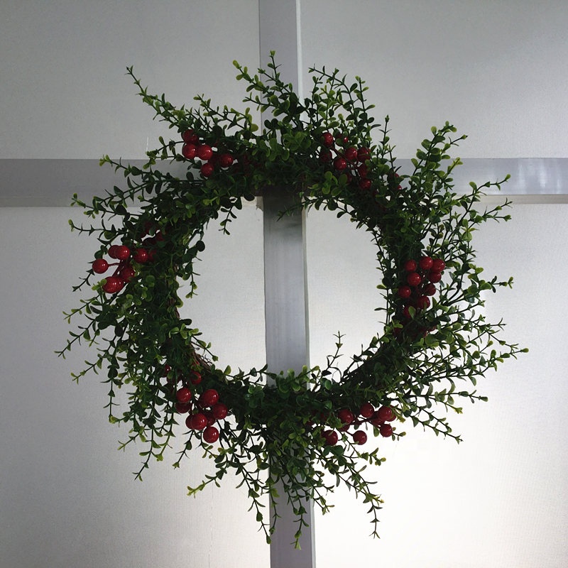 Artificielle Holly topiaire boule verte Suspendu Noël Noël Décoration Maison 17 cm