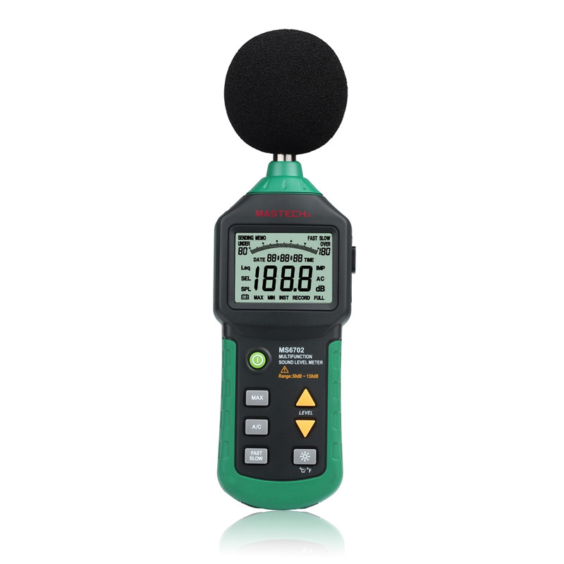 MASTECH MS6702 Portable Digital Sound Level Meter Noise dB Meter Temperature Humidity Tester Thermometer