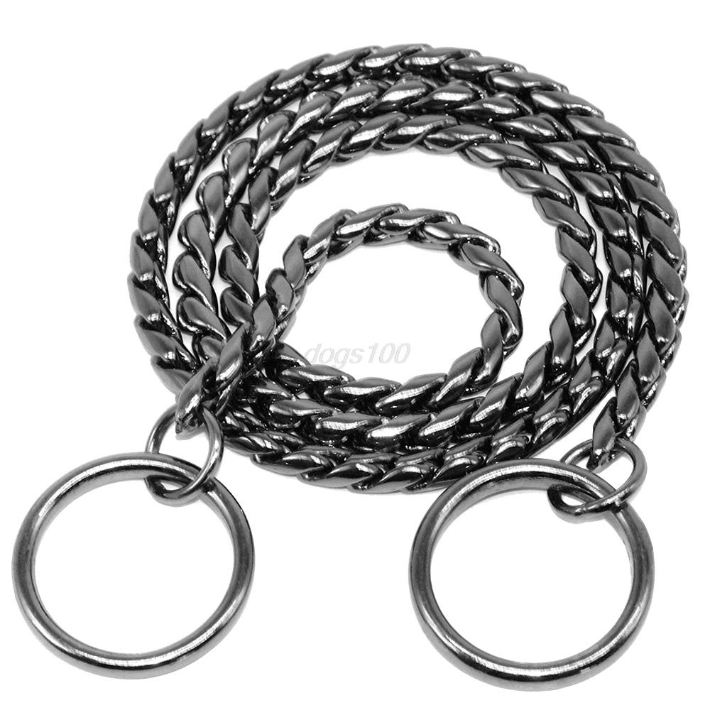 Strong Chromed Adjustable Snake Dog Collars Metal Collar Dog Training Collar Pet Neckrop S-3.0 mm*50 cm
