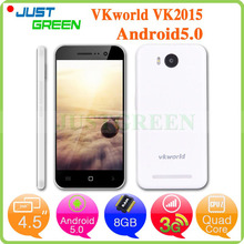 Original Vkworld VK2015 Mobile Phone MTK6582 Quad Core 4.5 Inch IPS 960X540 1GB RAM 8GB ROM 8.0MP Dual SIM Android 5.0 Lollipop
