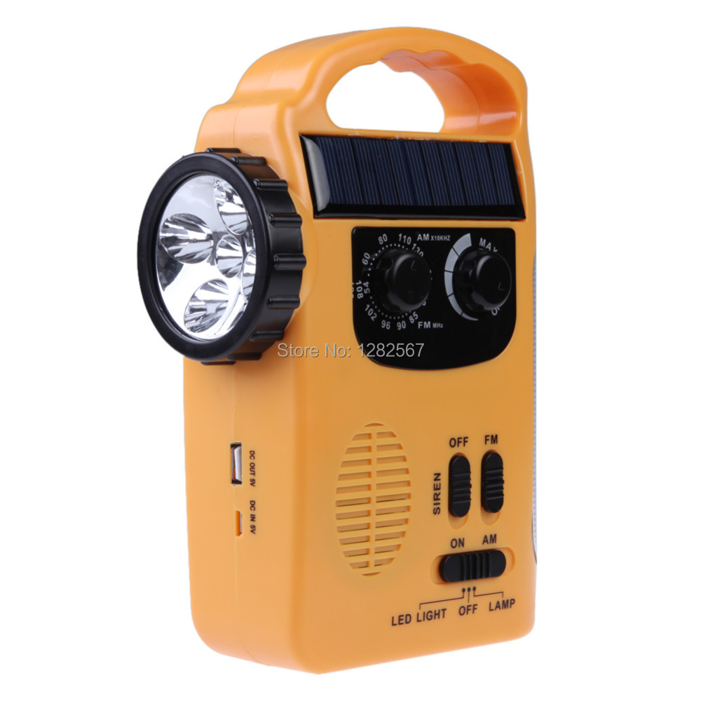 LUFY New Solar Lantern AM FM Radio Siren Flashlight Hand crank Reading Light