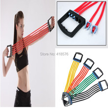 Free Shipping  power can be adjusted Rubber tubing Latex Resistance Bands Kit with 5 bands for strong training for men and women