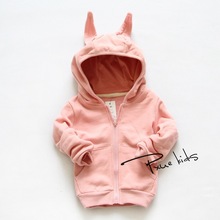 2015 new Autumn spring cartoon rabbit Children Outerwear vestidos hooded girls boy sweatshirt kids clothes moleton