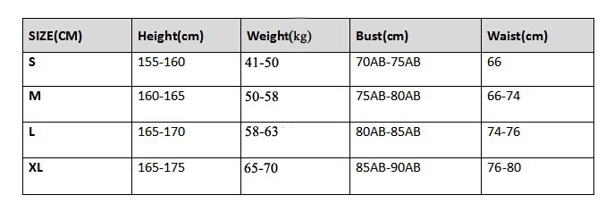 bikini size chart