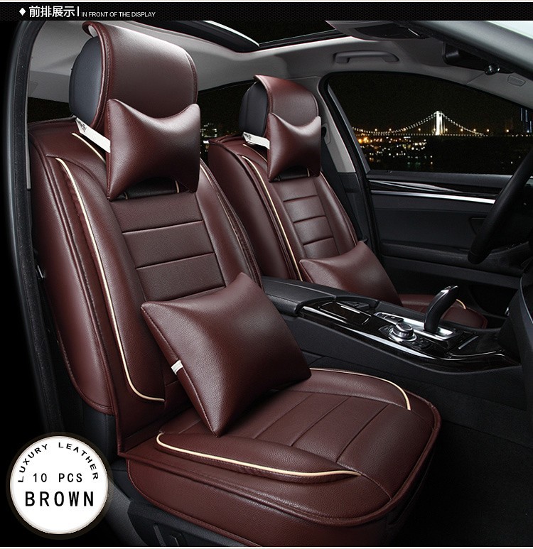 Coverado Leather Seat Covers Full Set, 5 SEATS Universal Seat Covers for Cars, Waterproof Luxury Leatherette Seat Cushions, Front and Rear Seat