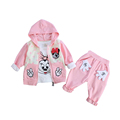 2016 Autumn Baby Boys Girls Clothing Sets 3pcs Children Minnie Coat Mickey Cartoon T Shirt Pants