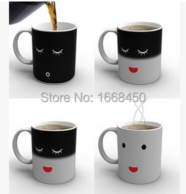 High Quality Ceramic Smilling Face Magic Color Changing Mug Coffee Cup