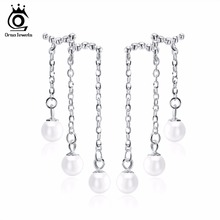ORSA JEWELS Real 925 Sterling Silver Earring Stud with Dangle Imitation Pearl Earring for Girls Wedding ceremony Celebration SE08