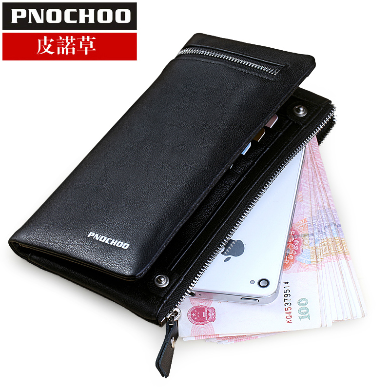 Male long design wallet genuine leather card holder multifunctional multi card holder male women's lovers hasp zipper mobile