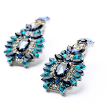 Shijie 2015 Statement Trendy Jewelry Elegant Shiny Resin Stone Blue Plant Earrings Factory Wholesale