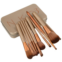 Brand New Synthetic Hair 12 pcs NAKE 3 Essential kit de pinceis de maquiagen professional makeup brushes set with Metal boxes