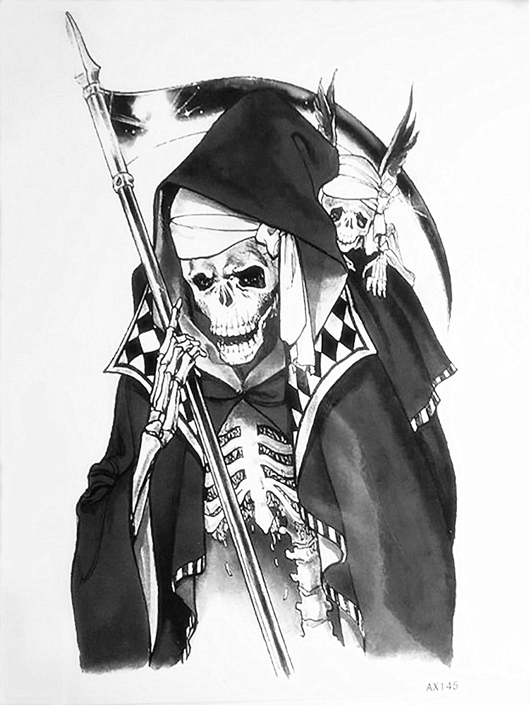 grim reaper temporary tattoo paper death skull tattoo grim reaper temporary tattoo paper death skull tattoo