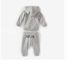 2014 New Autumn Baby Boys Cotton Clothing Set Child Boy Cartoon Hooded Sweater Solid Color Animal