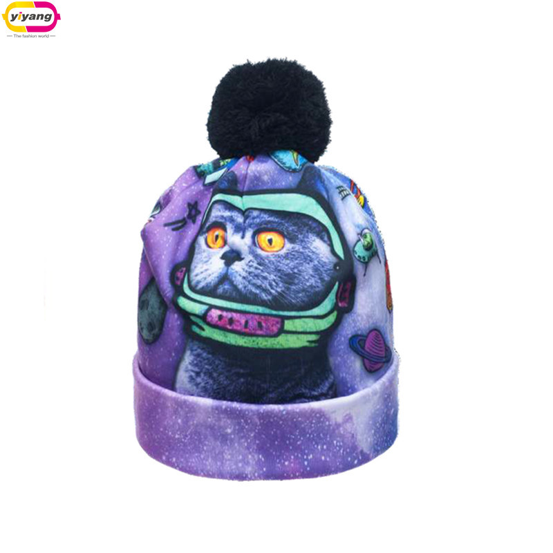 Pompoms Printing Color 20 3D  hat Beanie Skullies printing No Eaves  Digital Fashion beanie Pompoms Printing Color 20 3D  hat Beanie Skullies printing No Eaves  Digital Fashion beanie