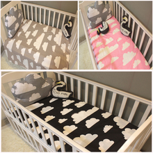 2016 nueva rosa negro gris colores patrón de Nubes de Algodón Colcha cama hoja plana sábanas para niños niñas ropa de cama de bebé recién nacido conjunto