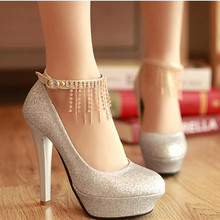 Woman Pumps Wedding Shoes 2016 New High-heeled Fine with Fringed Shoes Platform tassel Women Shoes High Heels 12cm Zapatos Mujer