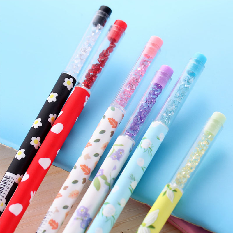 24pcs/lot Japanese Flower gel pens for writing kawaii Diamond head gel pens for kids stationery Canetas office school supplies