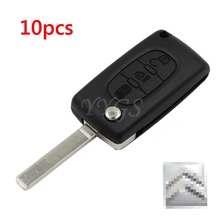 10pcs/lot Replacement 3 Buttons Remote Key Case Shell Entry Fob Blade For Citroen C2 C3 C4 C5 C6 C8