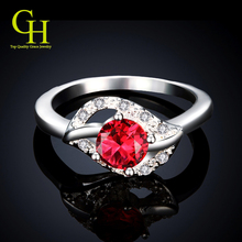 Luxury Red CZ Diamond wedding rings for women ruby Jewelry 925 sterling silver ring anel feminino aneis anillos de plata anelli