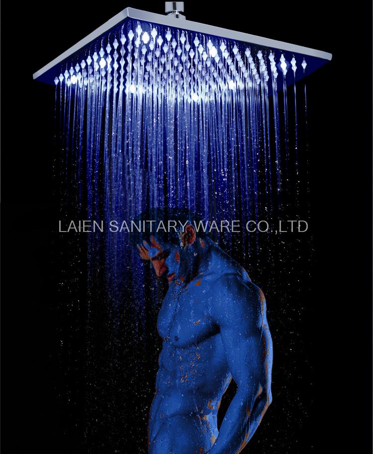 FASION 10 INCH Square BRASS LED rain shower 12 LED LIGHT,LED shower head.temperature control shower head.water led.DHL FREE
