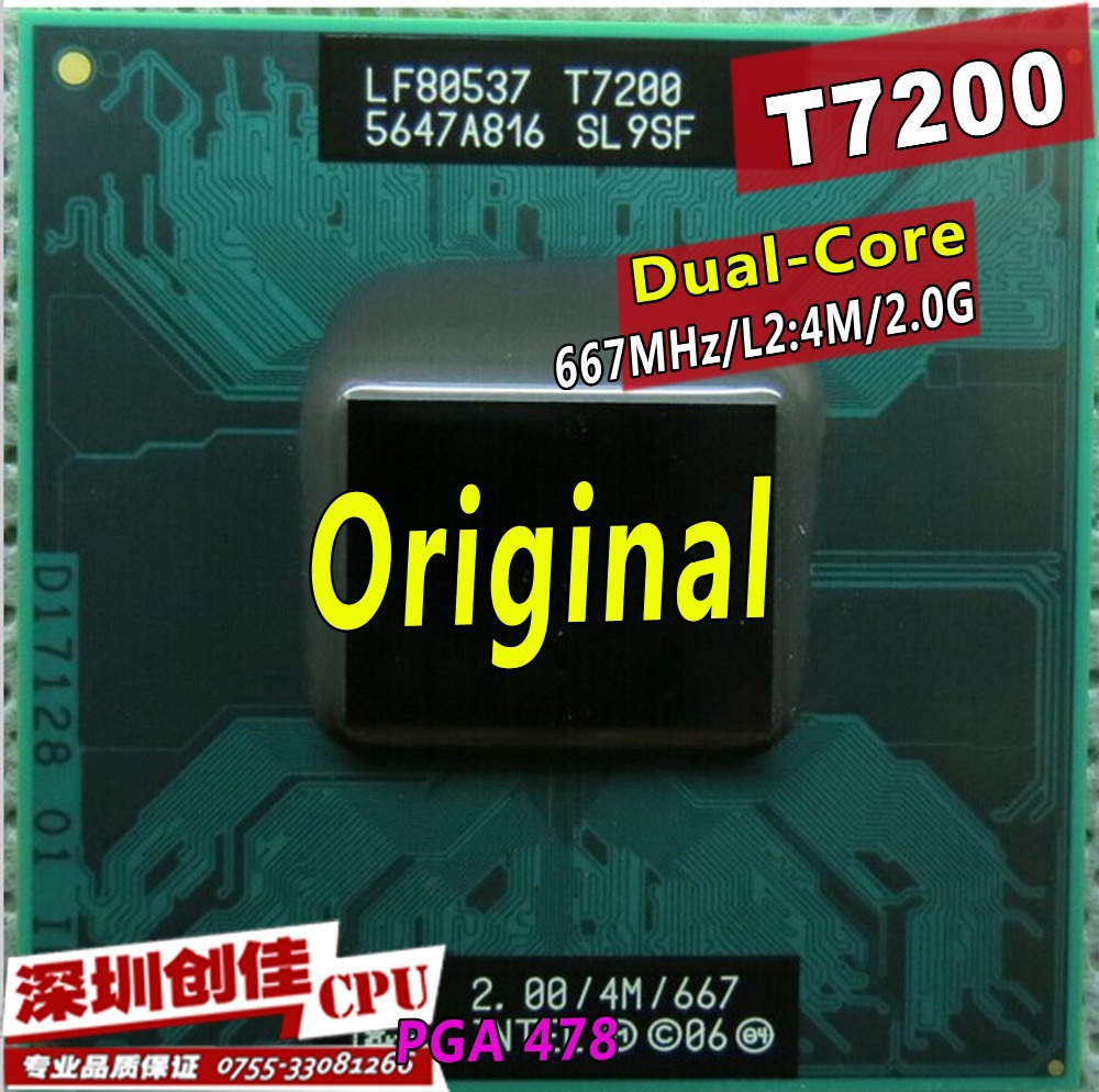 Intel  Duo T7200 CPU ( 4 M , 2,0 , 667   ) Scoket 478,  -     945 