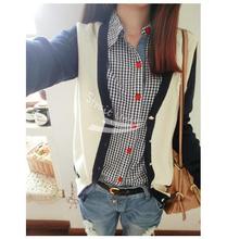 Casual Women’s Tartan Plaid Check Pattern Button Down Long Sleeve Blouse Tops free shipping 8926