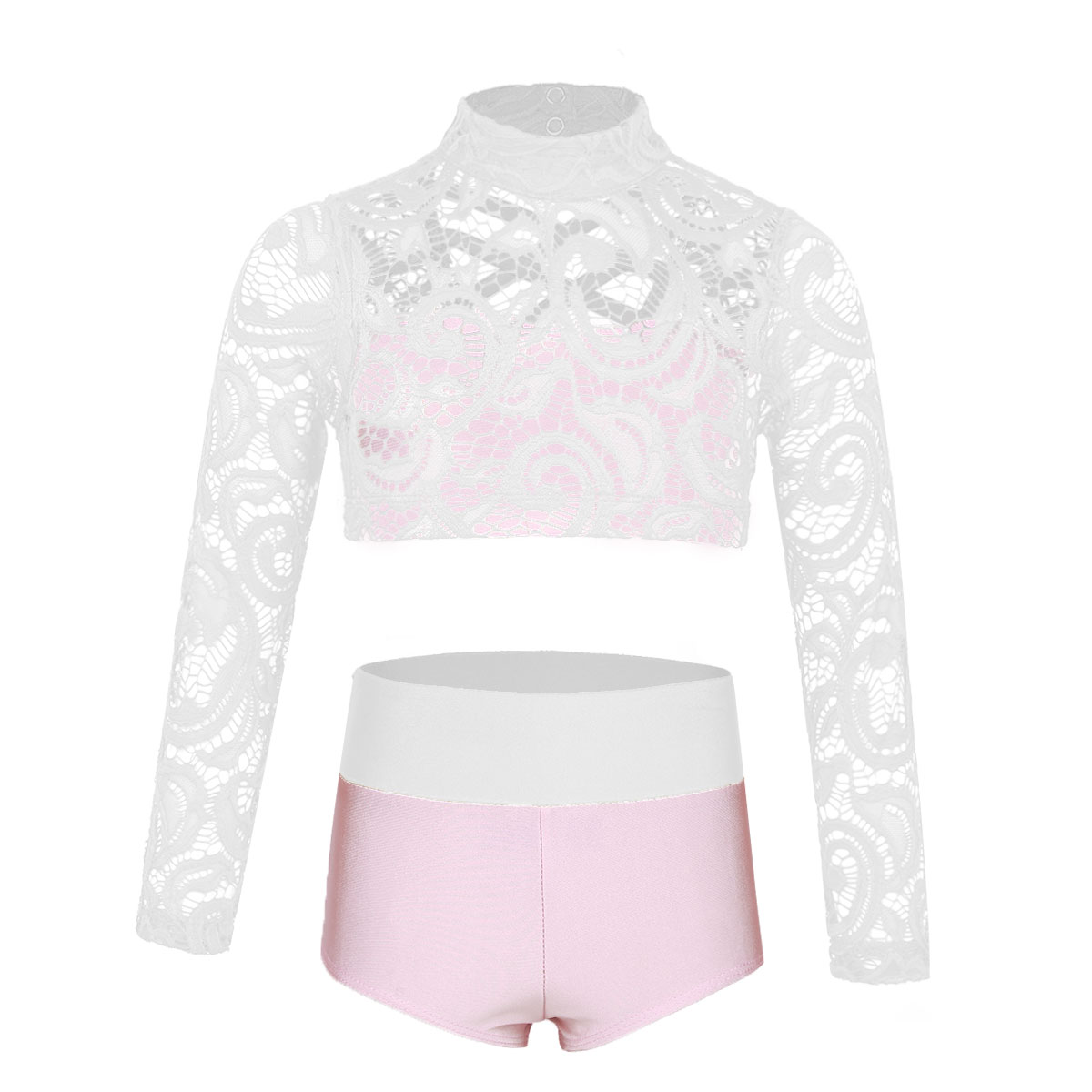 Girls Ballet Leotard Dance Outfits with Short Sleeves Top and Capri Leggings Kids Gymnastics Clothes Set