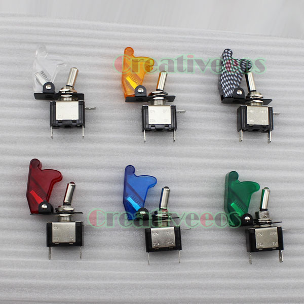 One Illuminated Switch SPST 12V 20A Car LED Light ON OFF Toggle Switch 6Colors Red Color