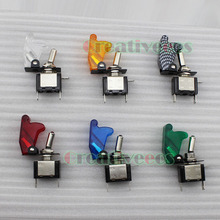 One Illuminated Switch SPST 12V 20A Car LED Light ON OFF Toggle Switch 6Colors Red Color