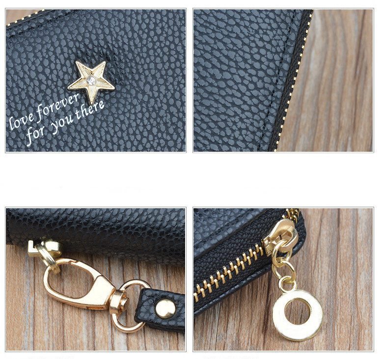 Star Designer Leather Wallets Women Purses Zipper Long Coin Purses Money Bags Card Holders ...