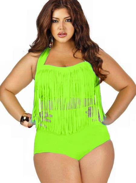 2014 High Waist  Women Bikini Set Plus size  Super sexy Padded Tassel  Swimwear Fringe  Swimsuit  L-3XL
