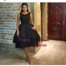2016 Fashionable Black Prom Dresses A-line Sleeveless Party Gown Tulle Skirt Arabic Dubai Vestidos De Fiesta AR315