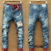 High Quality 2016 Famous Brand Skinny Beggar Harem Pants Pencil Pants Ankle Length pants Cheap Ripped Jeans Demin Boy Hip Hop