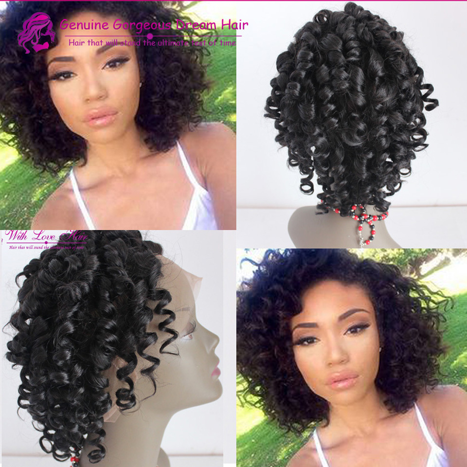 7A Malaysian Glueless full lace human hair wigs short curly  bob wig virgin hair full lace wigs&lace front bob wigs130% density