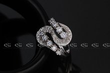 G S White Gold Plated AAA CZ Twisted Style Women s Ring New Jewelry Size 8